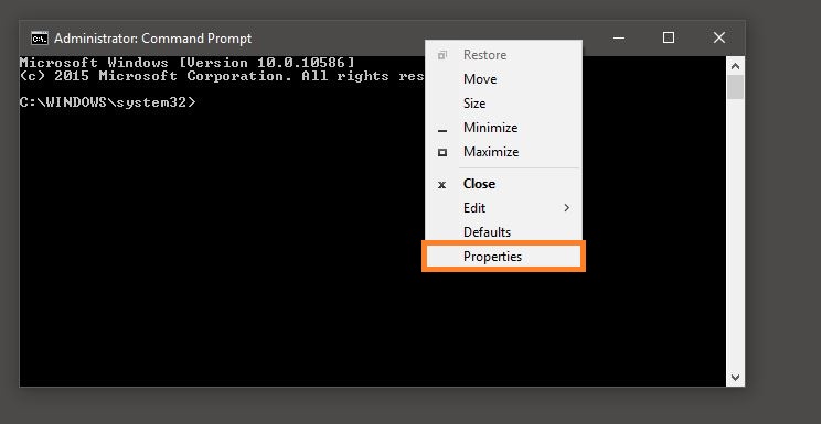 command prompt properties