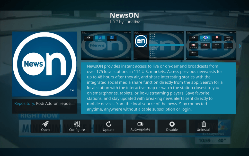 NewsOn Kodi addon
