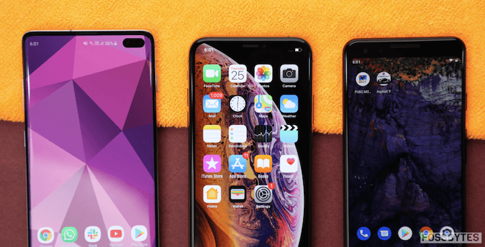 pixel 3, iphone xs, galaxy s10+