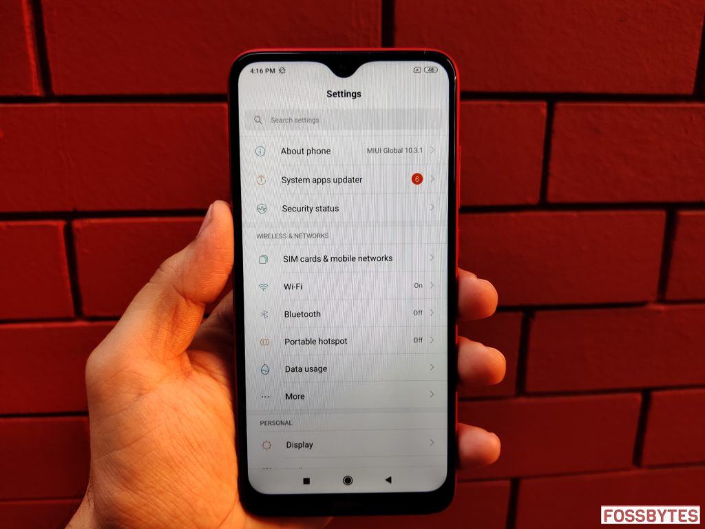 Redmi 8A Settings