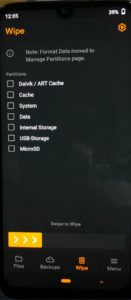 Wipe Data and Cache custom Rom OrangeFox