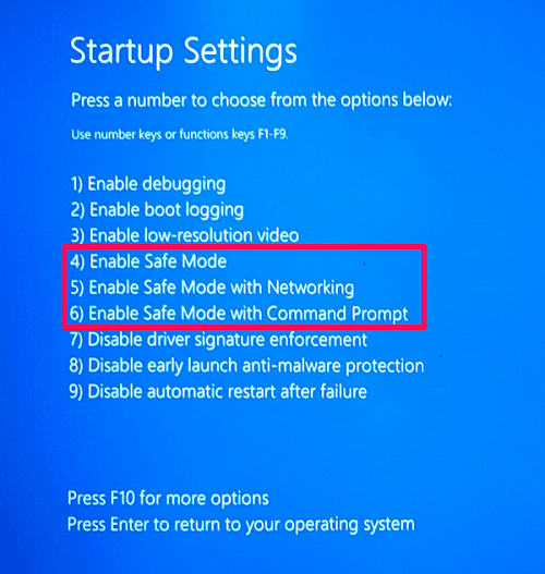 safe mode in windows 10