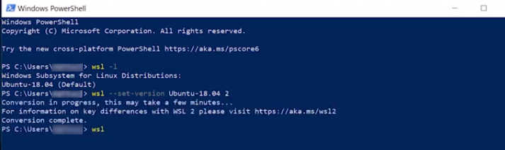 Change WSL to WSL2