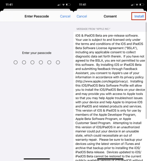 Installing iOS 14 public beta 2