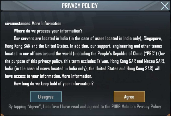 PUBG Mobile updated privacy policy