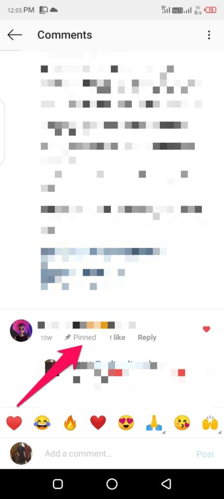 pin comments on Instagram