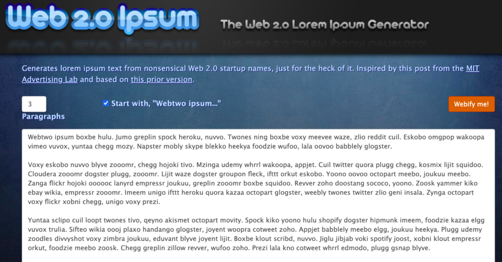 startup name lorem ipsum generator