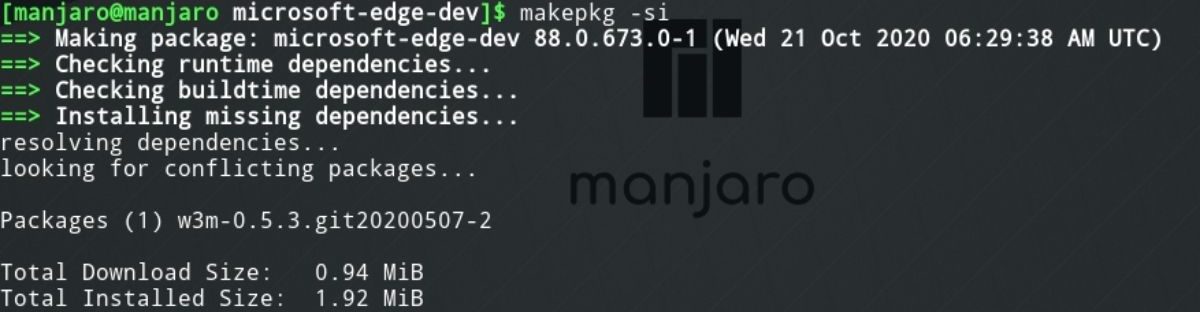 makepkg -si - install edge chromium on Arch