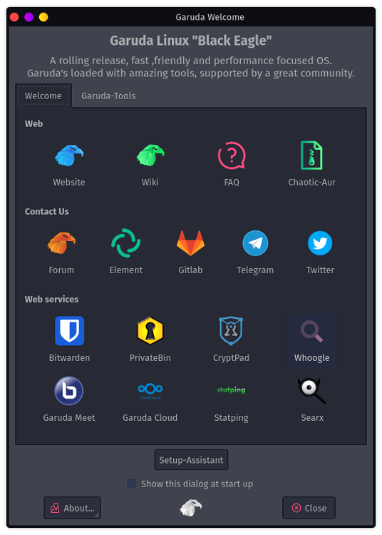 Garuda Linux Black Eagle (201119) — Welcome App