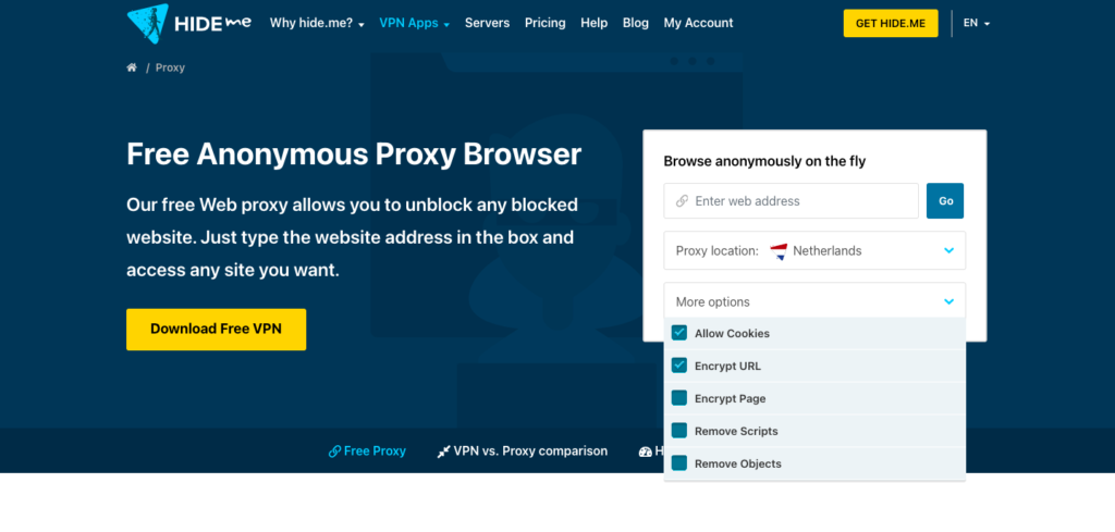 Hide.me proxy site