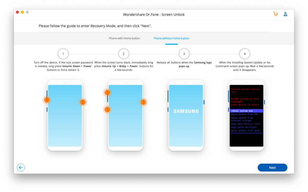 Dr. Fone Screen Unlock recovery