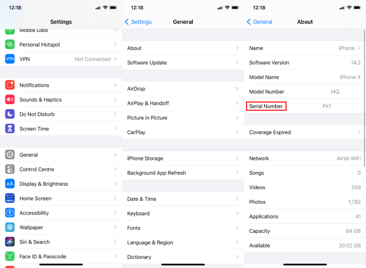 iPhone serial number