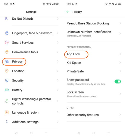 Oppo app lock
