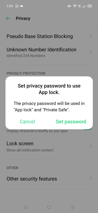 Oppo privacy lock set