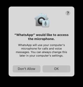 WhatSapp voice permission