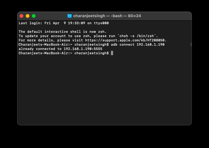 Android TV ADb wireless connect