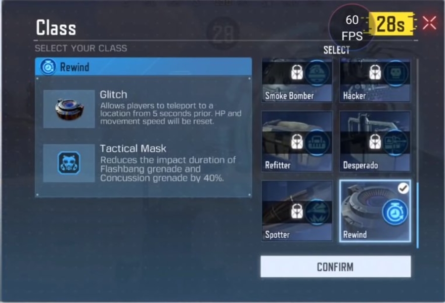 COD mobile Rewind BR class