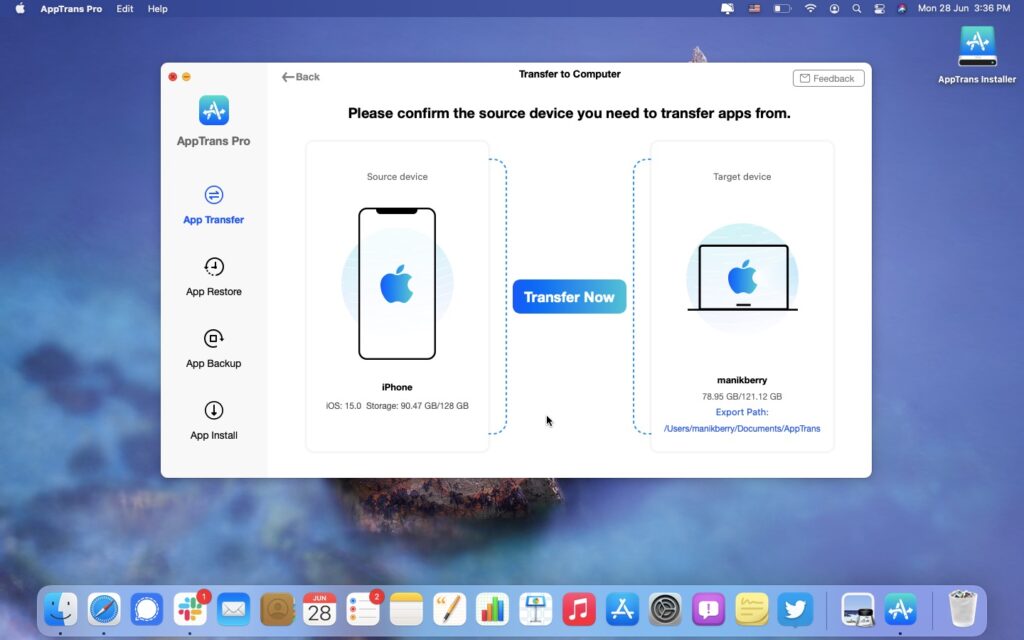 App Transfer using AppTrans