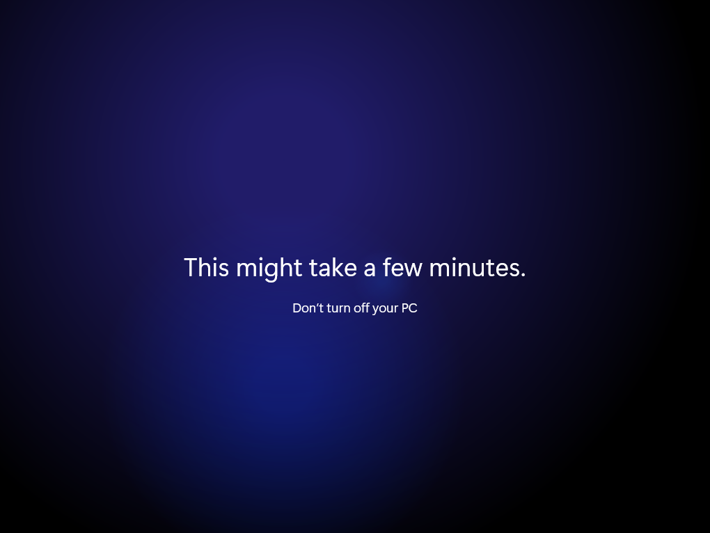 This might take a few minutes