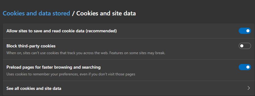 enable cookies in microsoft edge