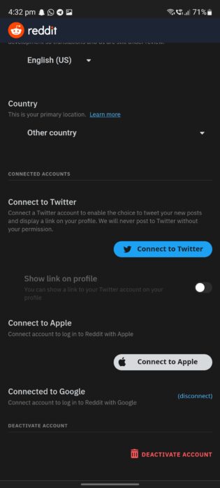reddit account settings