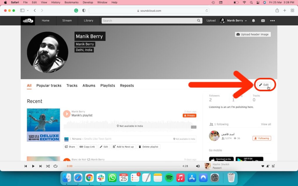 How to change SoundCloud username- 3