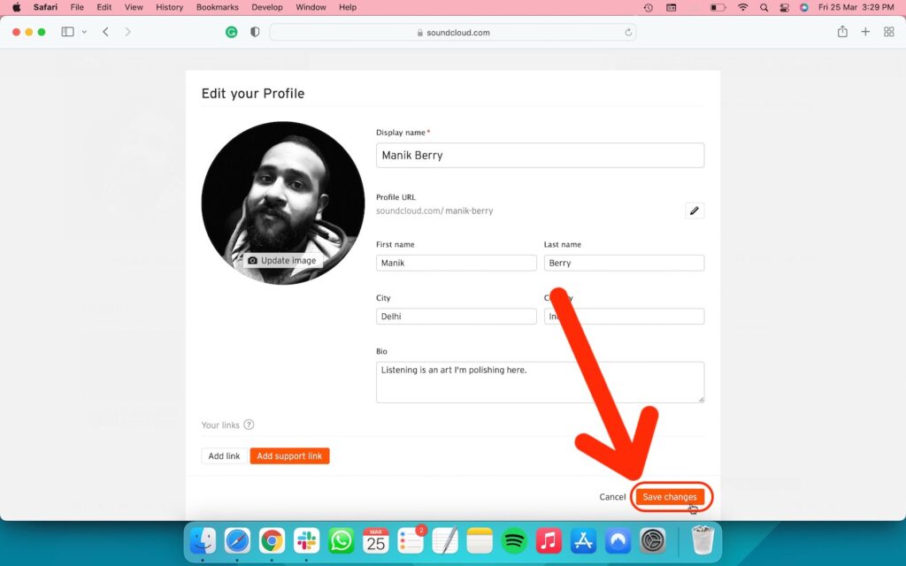 How to change SoundCloud username- 5