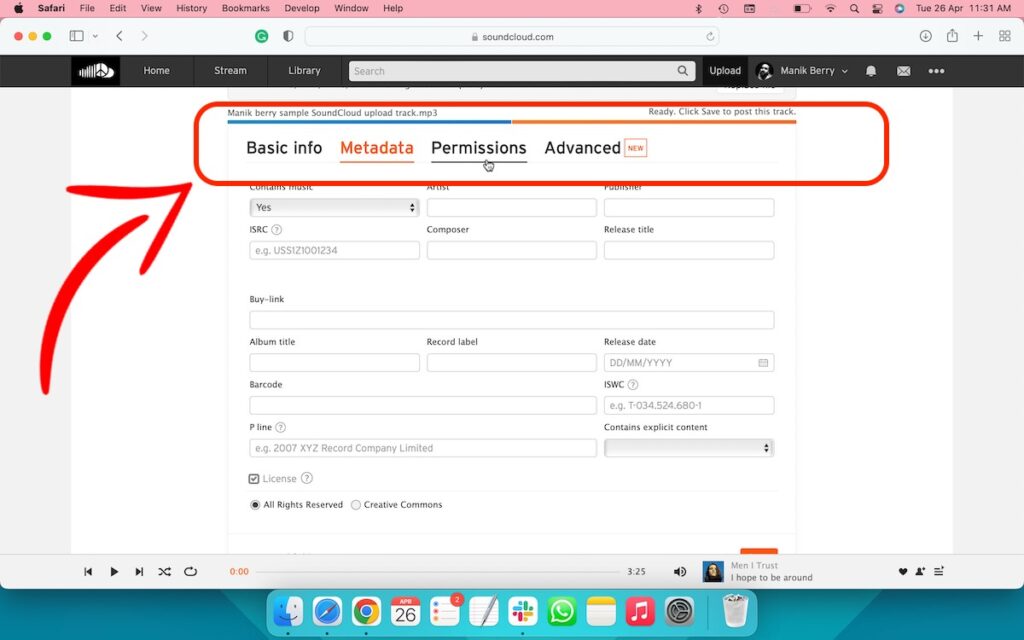 How to upload music to SoundCloud via desktop- 5