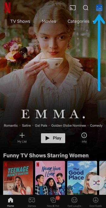 netflix home profile icon