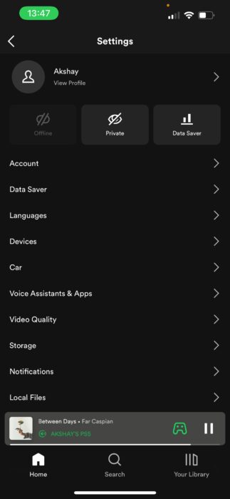 spotify settings music quality