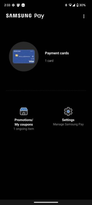 Samsung Pay on phone home page