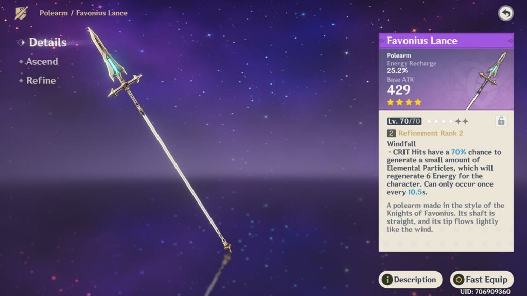 Favonius Lance best weapons for raiden shogun in genshin impact