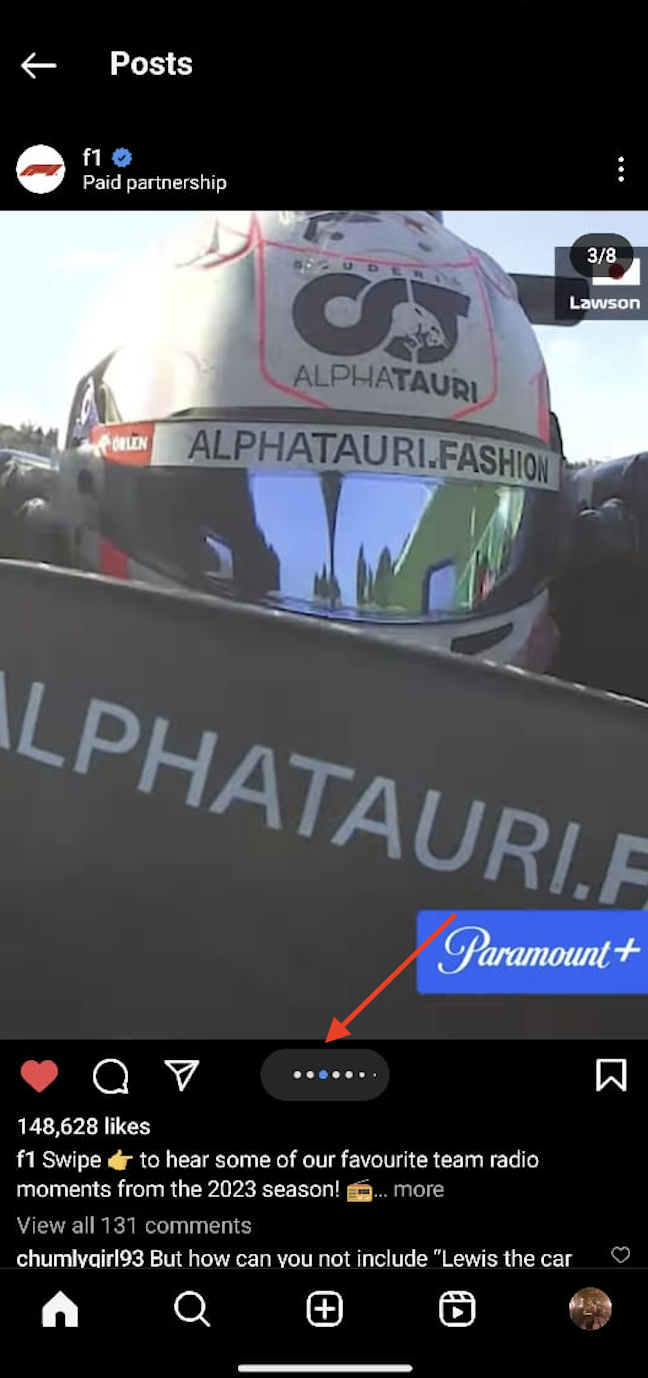 Instagram carousel scrolling feature