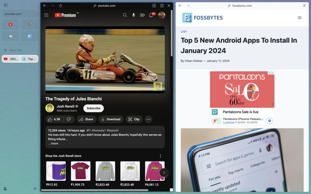 Screenshot of the Arc browser 1