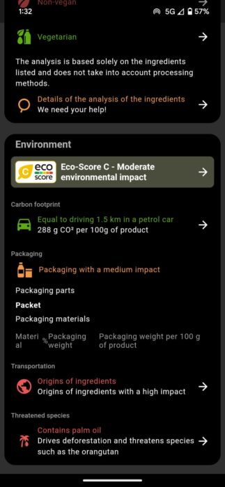 Screenshot of the Open Food Facts 3