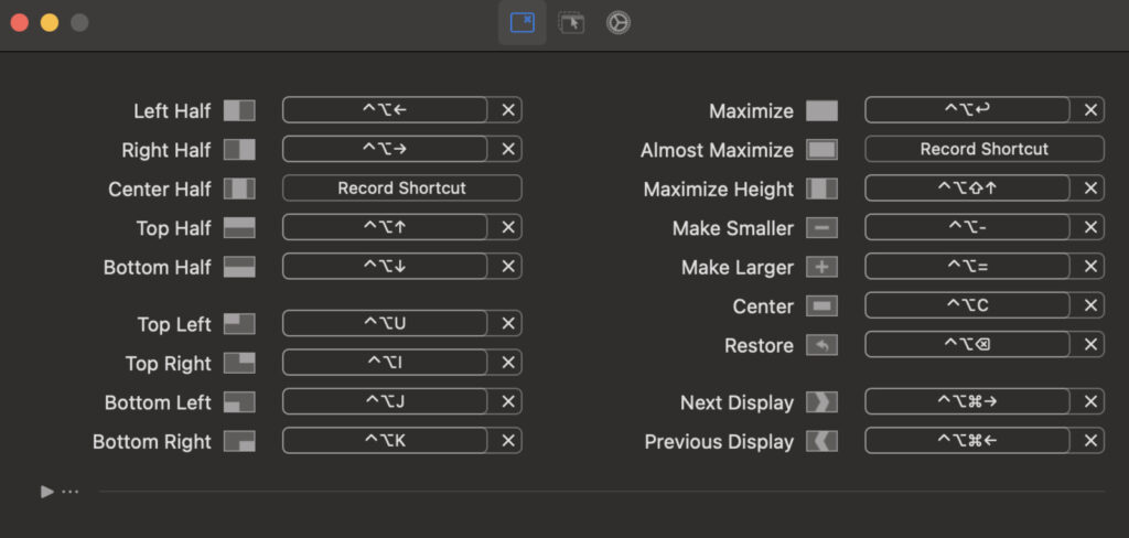 Screenshot of the macOS rectangle app