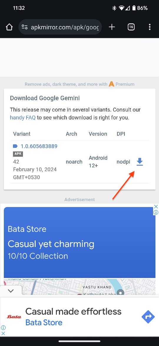 Screenshot of installing Gemini 5