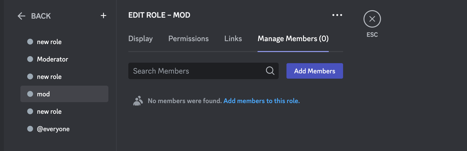 Add members settings in the Discord app