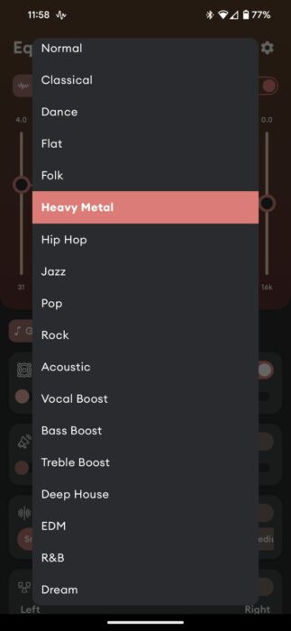 Screenshot of the Equalizer Bass booster app-1