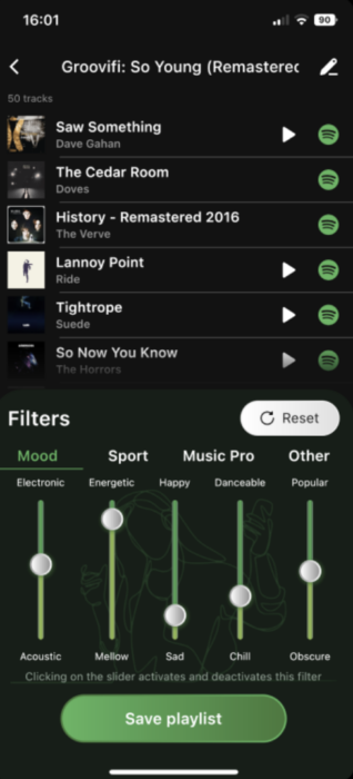 Screenshot of the Groovifi Android app-2