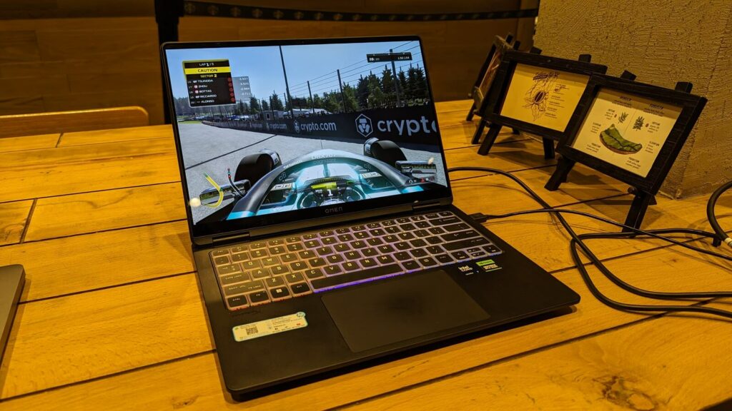 Image of the HP Omen Transcend 14 playing F1 2023