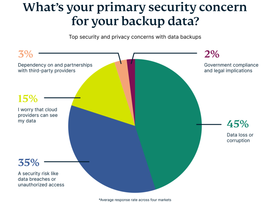 Pie chart showcasing the primary concerns people have with data backup