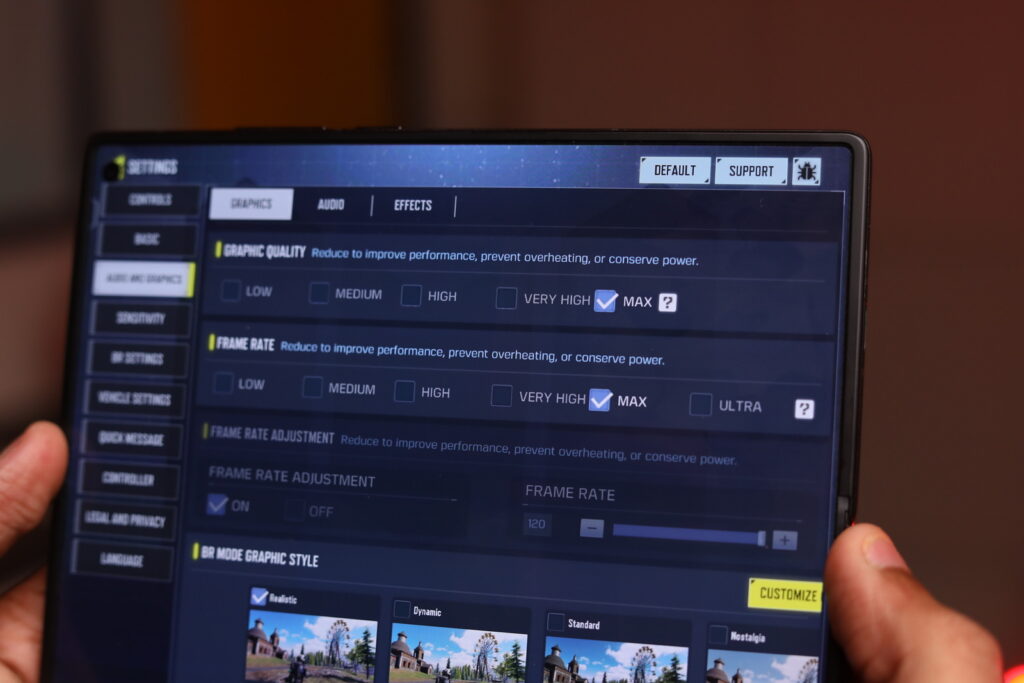 Image of the Vivo X Fold 3 Pro CODM settings