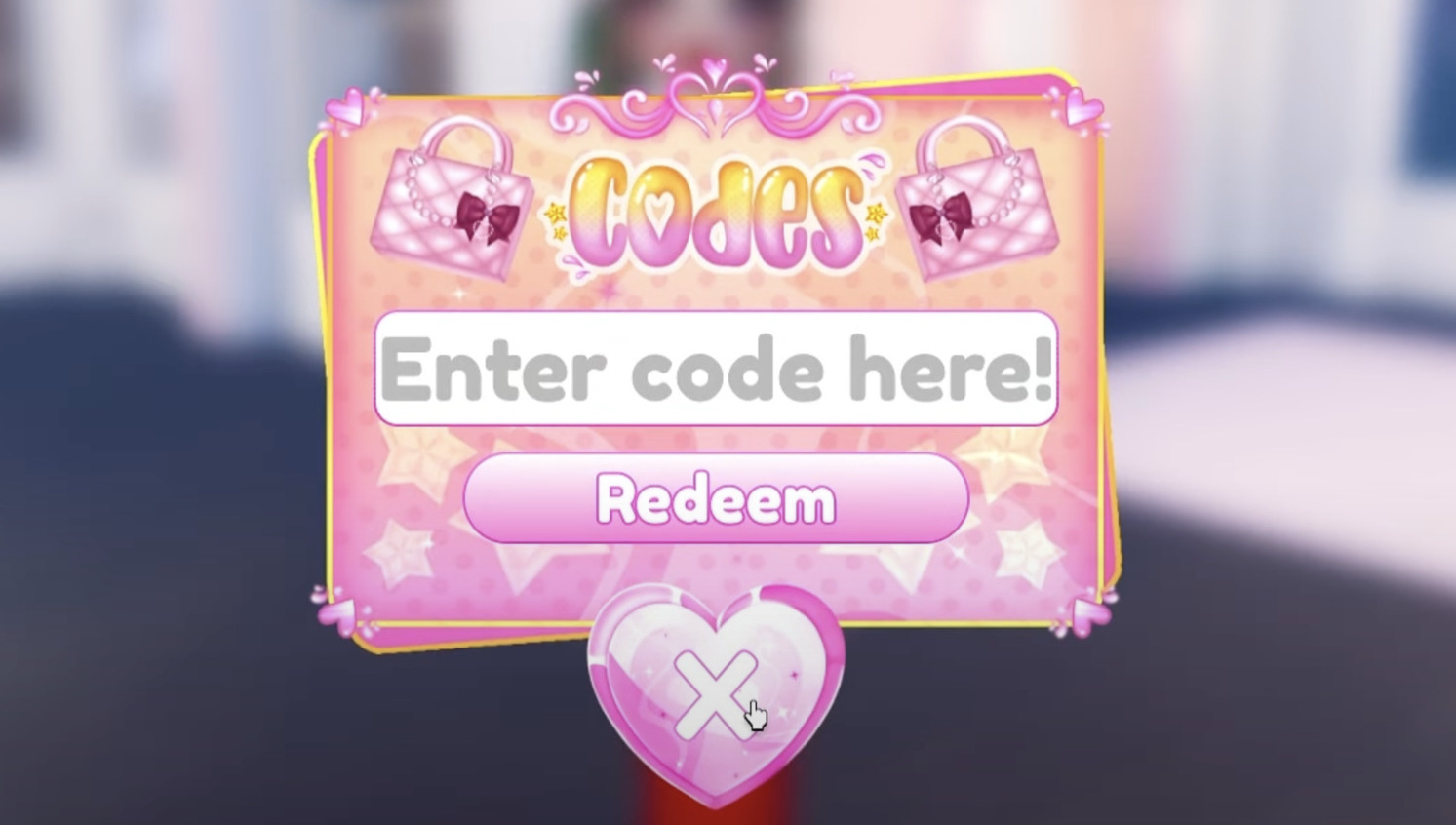 Image of the Redeem button in Roblox Dress to Impress