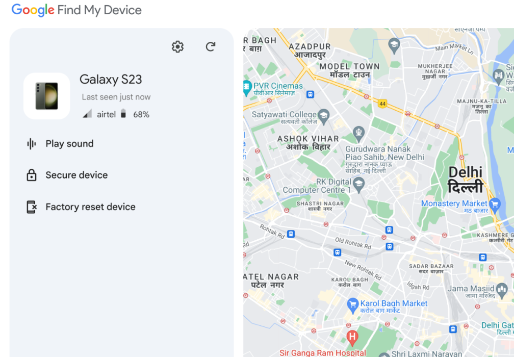 image to click on the name of the phone you want to reset