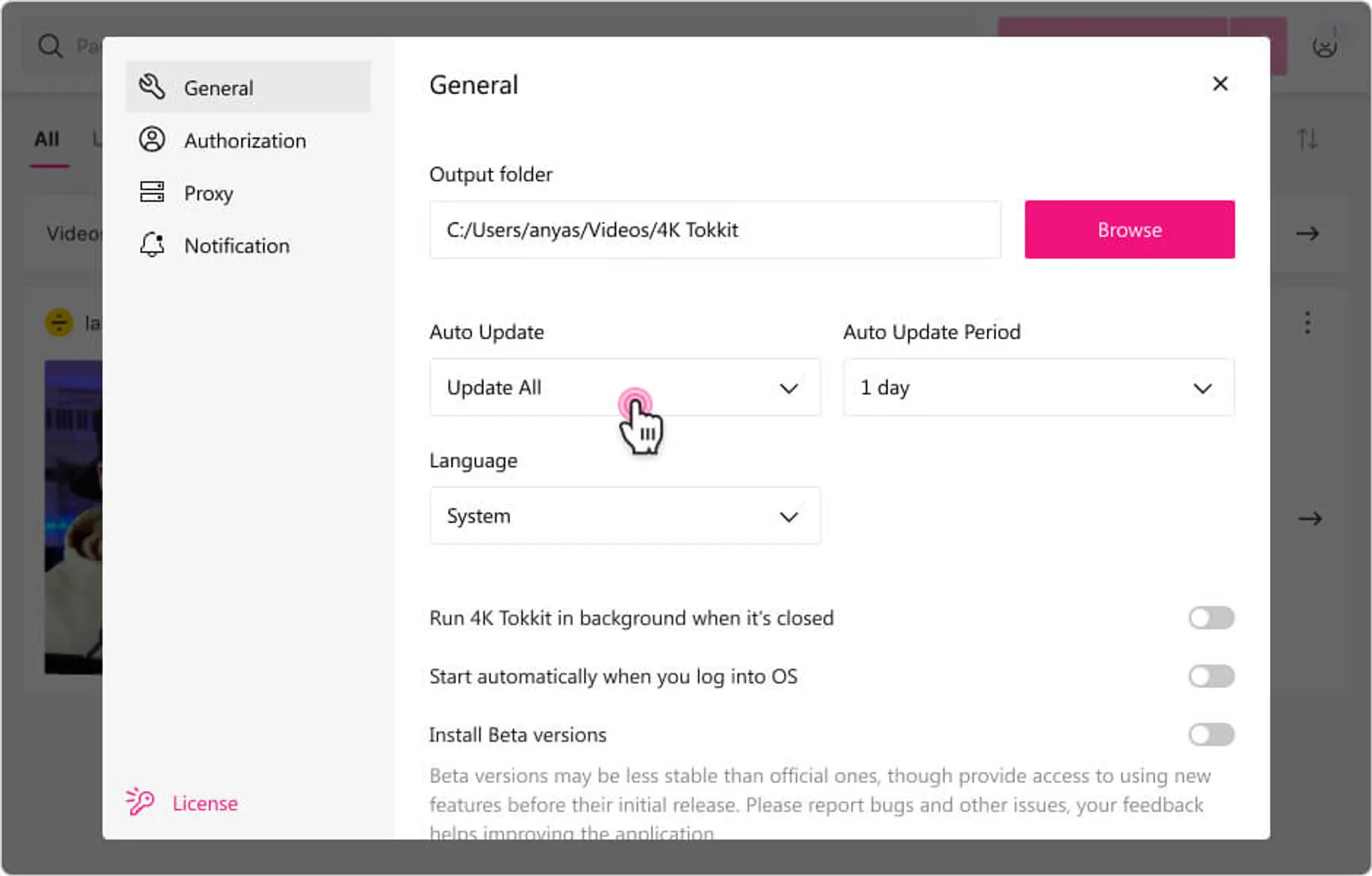 Image of the Update All button in 4K Tokkit to download TikTok video