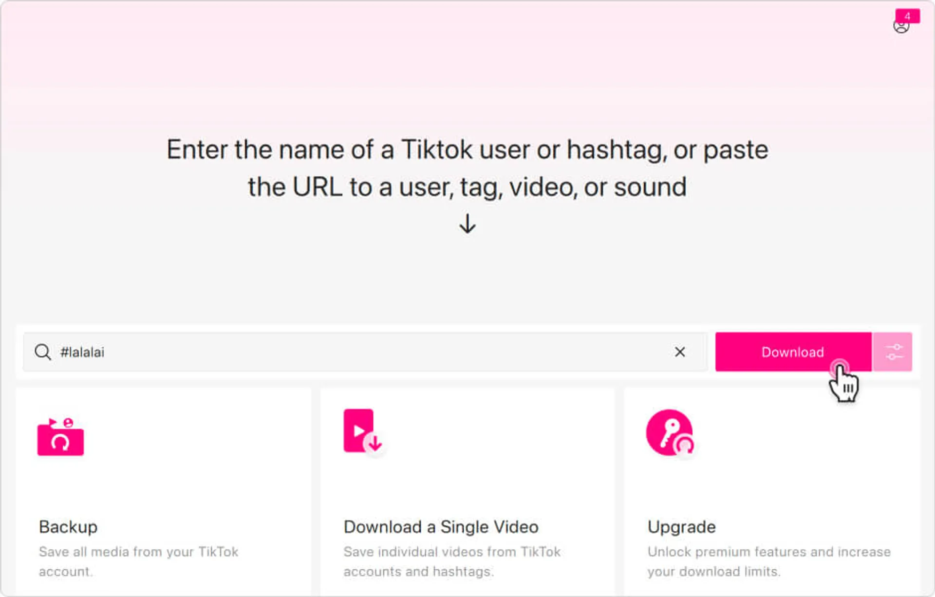 Image to download videos from a specific hashtag