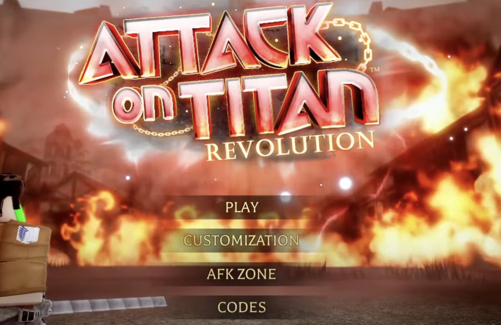 Image of the Codes section in Attack on Titan Revolution