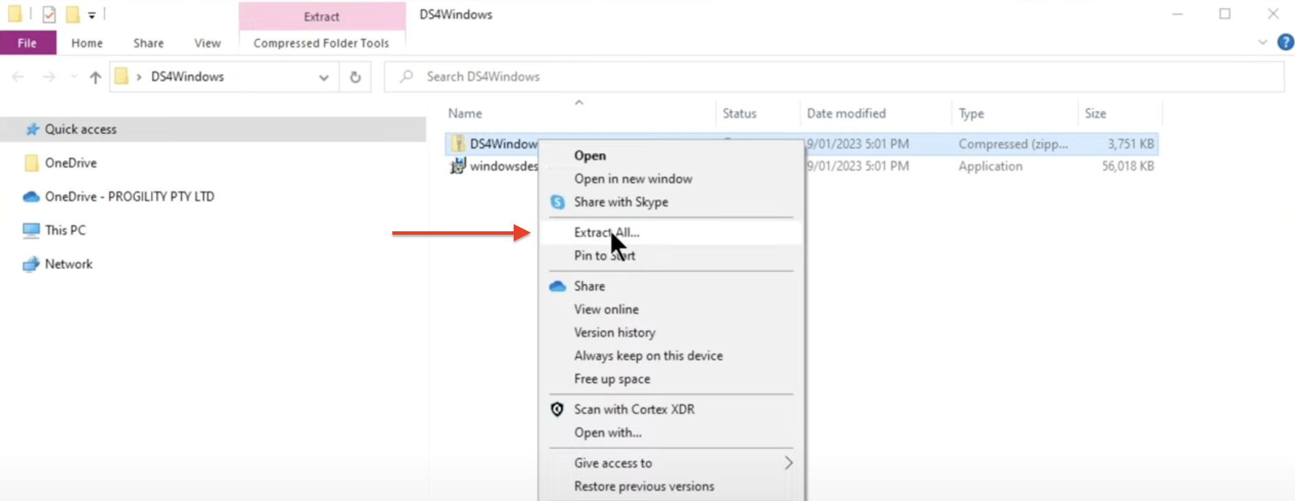 Image to Extract the DS4 Windows file