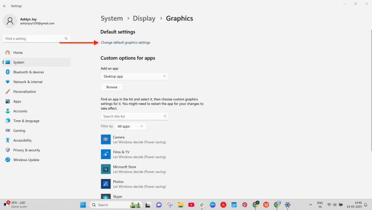 Image to Change Default Graphics Settings